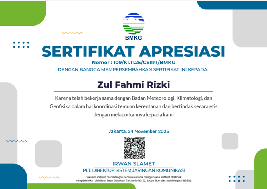 BMKG Certificate