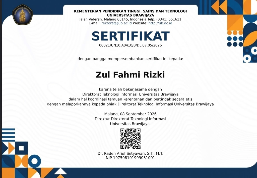 Universitas Brawijaya Certificate